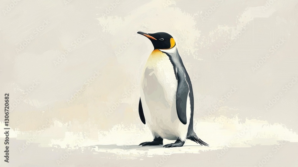 Fototapeta premium A majestic penguin standing alone on a light colored background