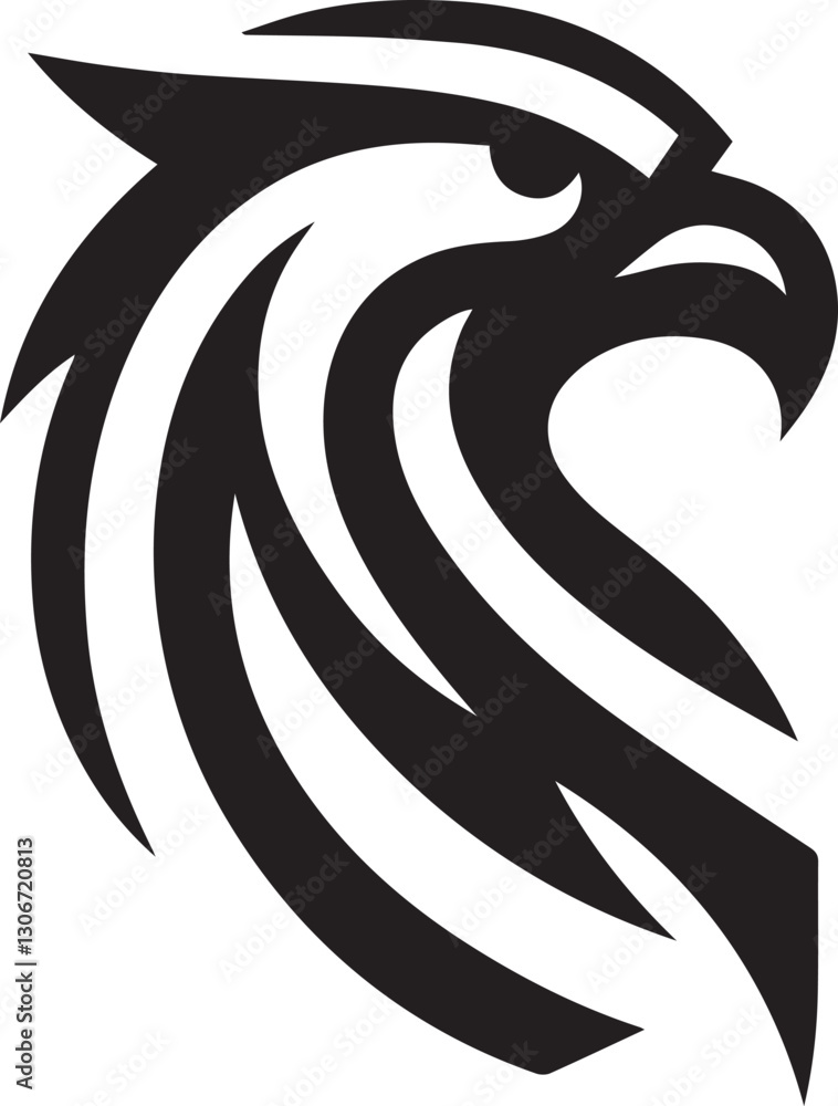 Naklejka premium Bold Tribal Eagle Head Vector Logo in Black and White