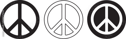Peace Symbol Sign Icon Set On White Background