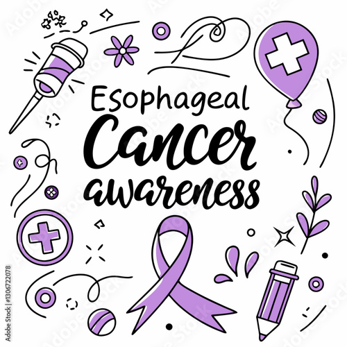 ESOPHAGEAL CANCER AWARENESS MONTH vector illustration 