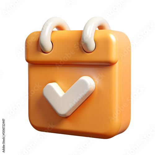 3D Orange Calendar Icon with Checkmark for Appointments & Deadlines