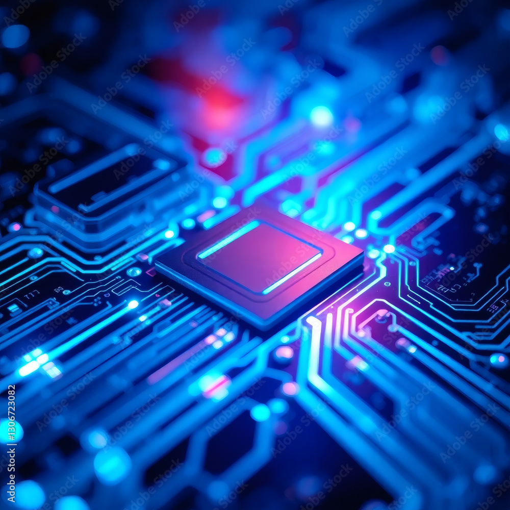 circuit board glowing in blue tones a futuristic technology concept | generative AI circuit board glowing in blue tones a futuristic technology concept | generative AI
