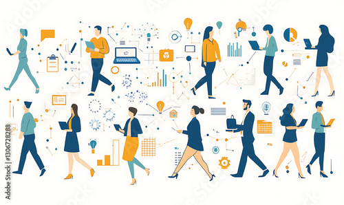 Marketing business idea and office icons illustrator or infographic for presentation background