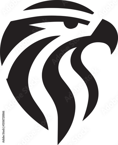 Bold Tribal Eagle Head Vector Logo in Black and White

 photo