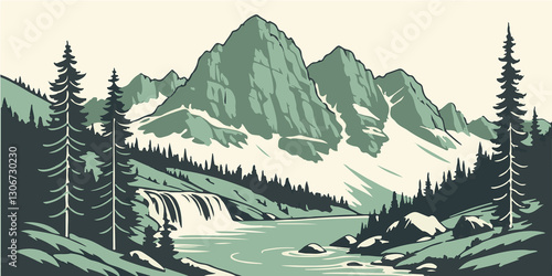 mountain landscape with forest