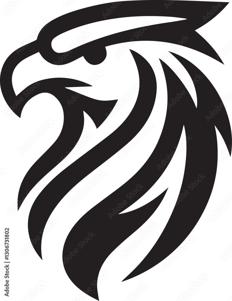Obraz premium Bold Tribal Eagle Head Vector Logo in Black and White
