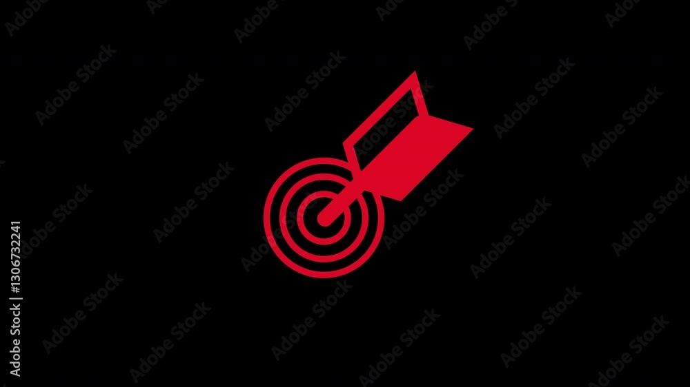 Archery target with a dart arrow in the center, concept animation with alpha channel Archery target with a dart arrow in the center, concept animation with alpha channel