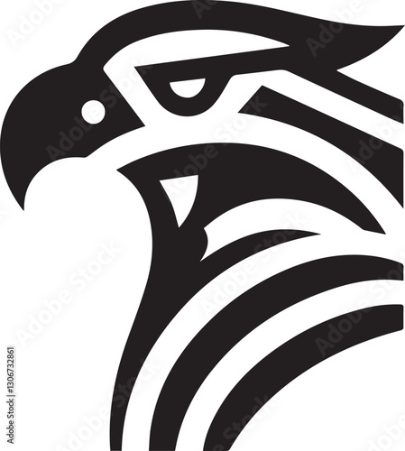 Bold Tribal Eagle Head Vector Logo in Black and White

 photo