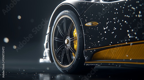 Wallpaper Mural Dynamic car wheel close-up studio setting high-quality image dark environment low angle automotive design Torontodigital.ca