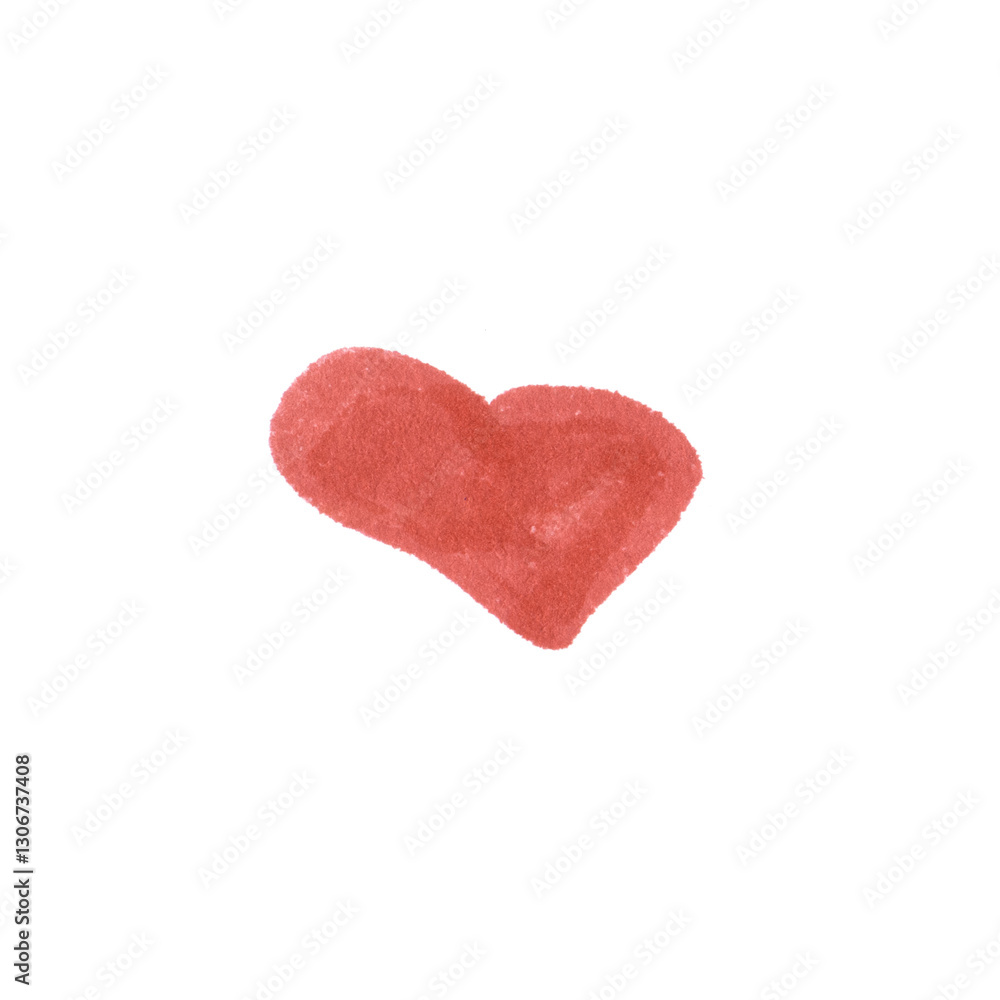 Fototapeta premium Filled Heart Symbol, hand-drawn marker glyph with red color on transparent Background