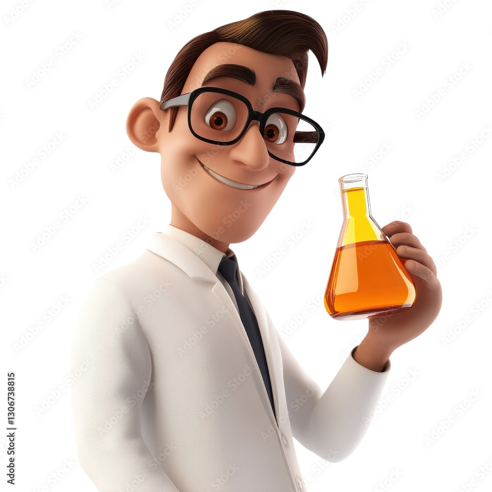 Close up 3D Cartoon Fruit Illustration on transparent background.