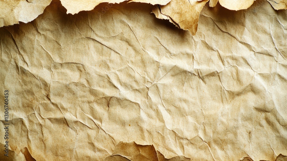 Vintage Aged Paper Texture with Wrinkles, Stains, and Old Parchment Effect – Grunge Background for Antique, Retro, and Historical Design Projects
