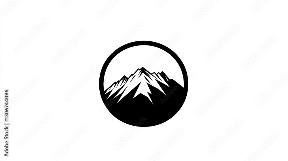 Obraz premium Mountain peak silhouette circle logo design