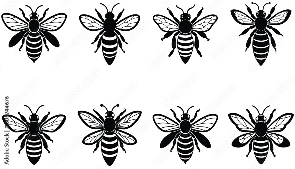 Bee vector shilhouette bundle Set Icon. Bee vector shilhouette bundle Set Icon.