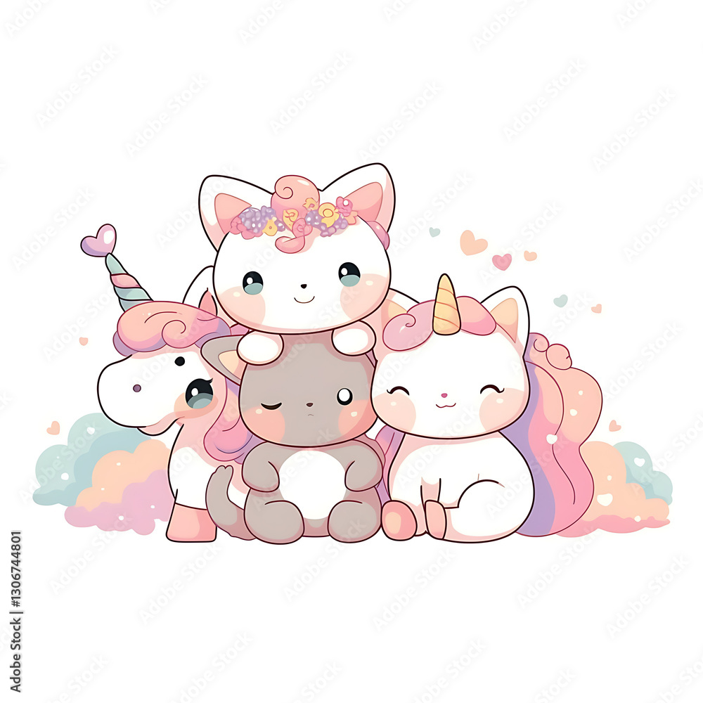 Playful and whimsical cat illustrations in vibrant and minimalist designs Playful and whimsical cat illustrations in vibrant and minimalist designs
