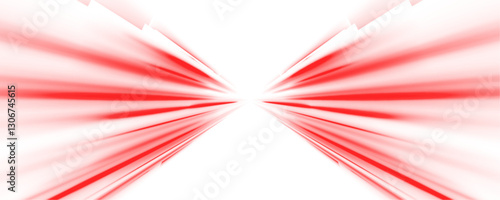 Red neon light streaks on a futuristic road. Abstract speed lines in a digital cyber environment. Motion blur effect, high-tech concept. PNG vector background for sci-fi and tech themes.