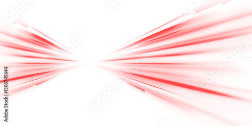 Red neon light streaks on a futuristic road. Abstract speed lines in a digital cyber environment. Motion blur effect, high-tech concept. PNG vector background for sci-fi and tech themes.