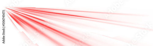 Red neon light streaks on a futuristic road. Abstract speed lines in a digital cyber environment. Motion blur effect, high-tech concept. PNG vector background for sci-fi and tech themes.