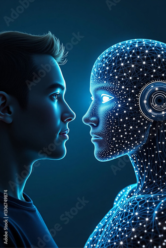 Futuristic Human Machine Interface Vector Graphic Digital Integration of AI and People Seamless Interaction Concept for Business Technology and Data Analysis Showcasing Innovative Collaboration