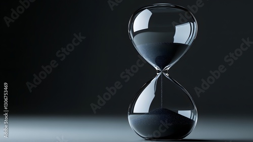 Sand Hourglass, Hourglass on dark background with copyspace, Time management
