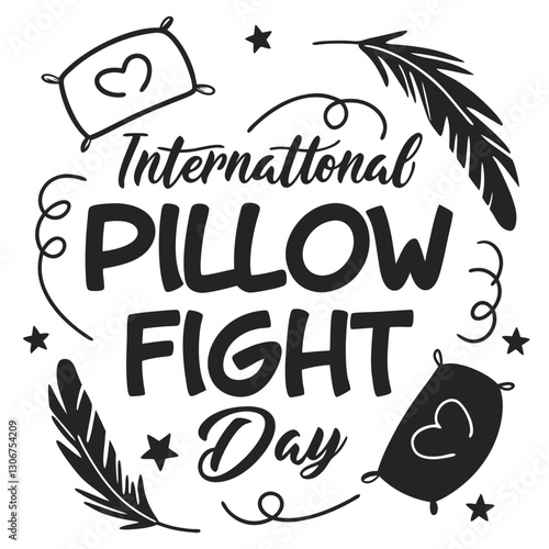 INTERNATIONAL PILLOW FIGHT DAY vector illustration
