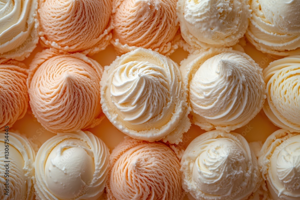 Creamy ice cream scoops create a delightful, textured pattern. Creamy ice cream scoops create a delightful, textured pattern.