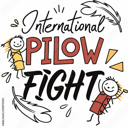 INTERNATIONAL PILLOW FIGHT DAY vector illustration