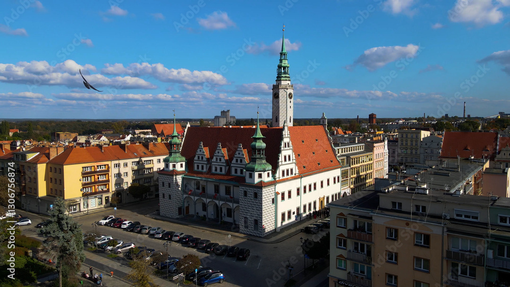 Naklejka premium View of the old town from above Europe Brzeg Poland