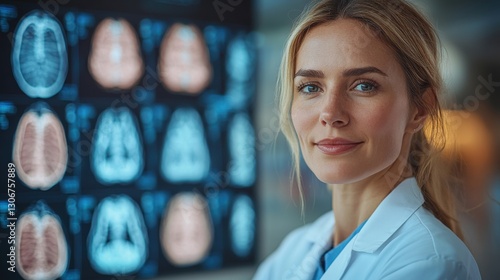 doctor analyzing medical images on multiple computer screens