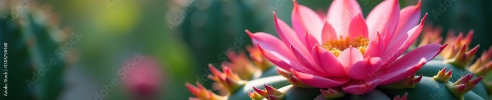 Large pink flowers blooming on a succulent plant, flower, cactus, water storage Large pink flowers blooming on a succulent plant, flower, cactus, water storage