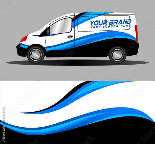 side view car van wrap decal design, concept graphic abstract stripe for branding design business identity, race and rally