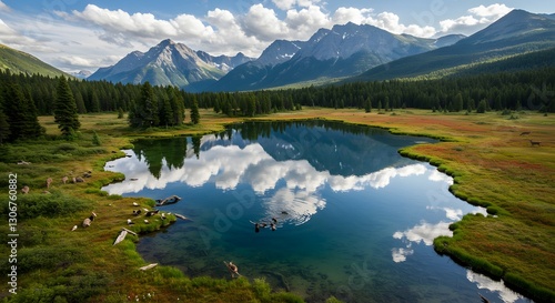 Tranquil Mountain Lake with Scenic Reflections
