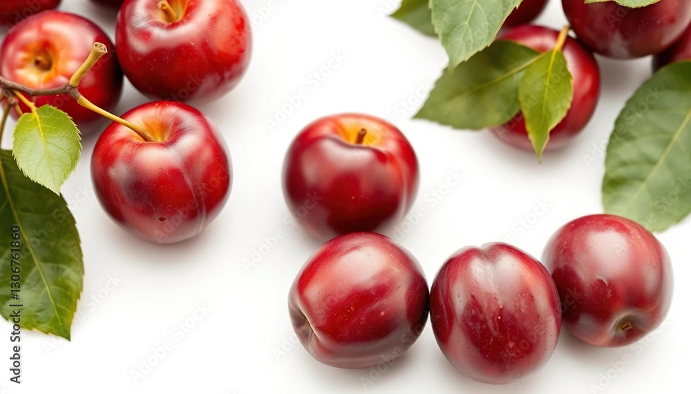 A single, ripe plum, isolated on a pure white background, dessert, smooth A single, ripe plum, isolated on a pure white background, dessert, smooth
