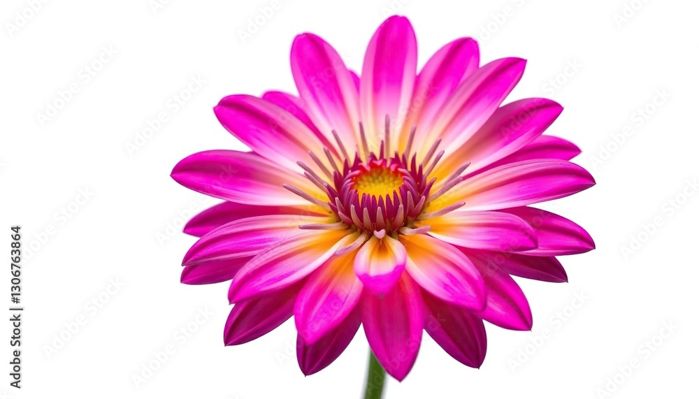 A single, vibrant flower, petals perfectly formed, isolated on pure white, blossom, vivid A single, vibrant flower, petals perfectly formed, isolated on pure white, blossom, vivid