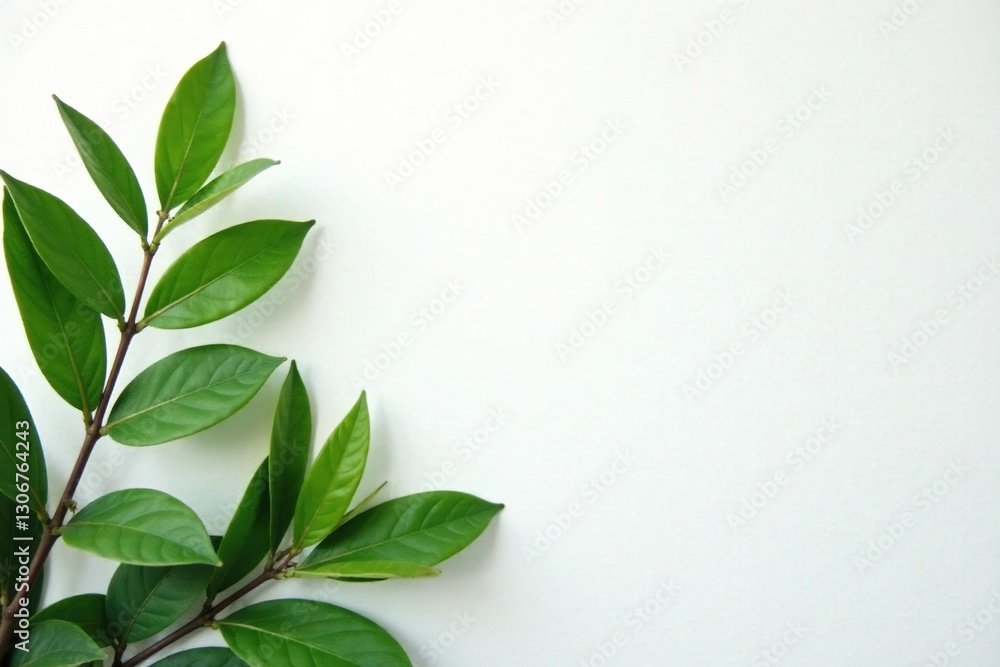 Naklejka premium Foliage in a simple yet elegant composition on white backdrop, botanicals, leaves, simplicity