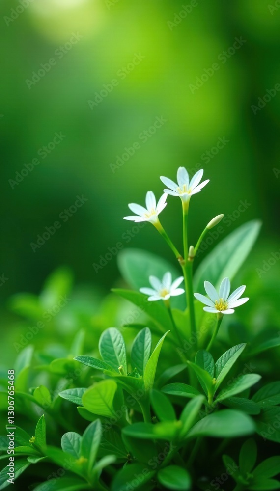 Green background with white physostegia flowers and lush foliage, flower, plant, garden Green background with white physostegia flowers and lush foliage, flower, plant, garden