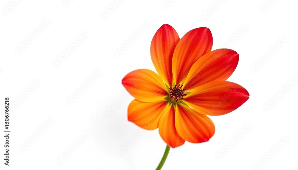 Fototapeta premium A single vibrant flower, petals perfectly formed, isolated against a pure white backdrop, graphic, spring