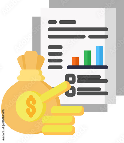 Report Icon in Flat Color Style. Simple Vector Design. Simple Vector Flat Icon