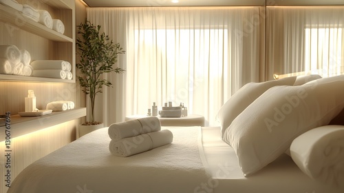 Cozy bedroom featuring a comfortable bed  soft bedding  and a bright window overlooking a scenic outdoor view