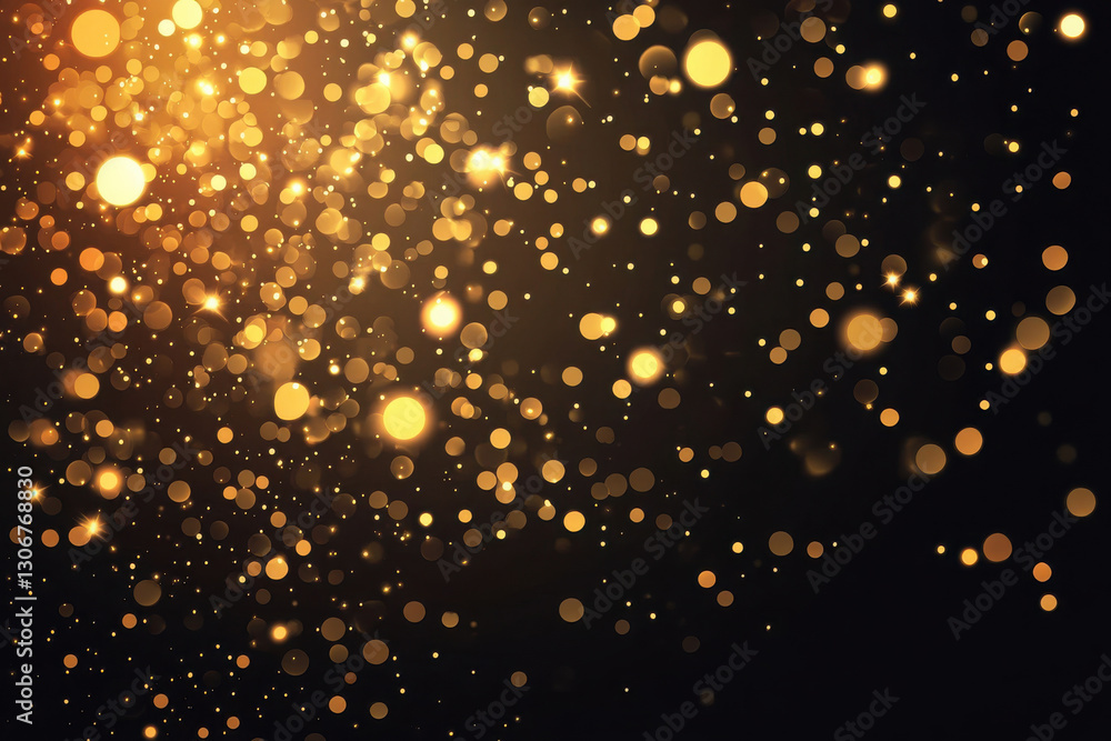 Radiant Golden Bokeh Lights on Dark Background for Festive and Elegant Design Radiant Golden Bokeh Lights on Dark Background for Festive and Elegant Design
