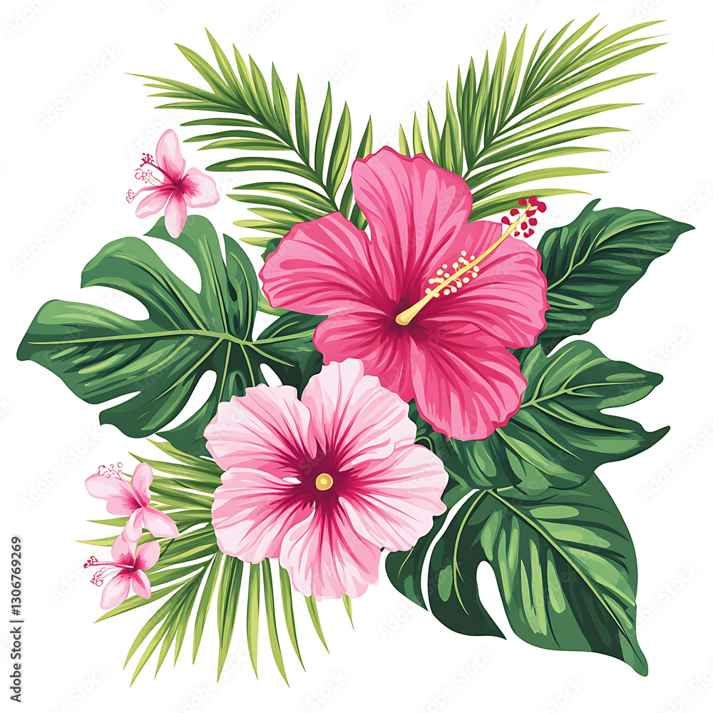 Obraz premium flowers and leaves in pictures illustrator2D