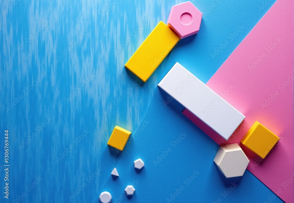 Arrangement of Geometric Shapes on Colored Background Arrangement of Geometric Shapes on Colored Background