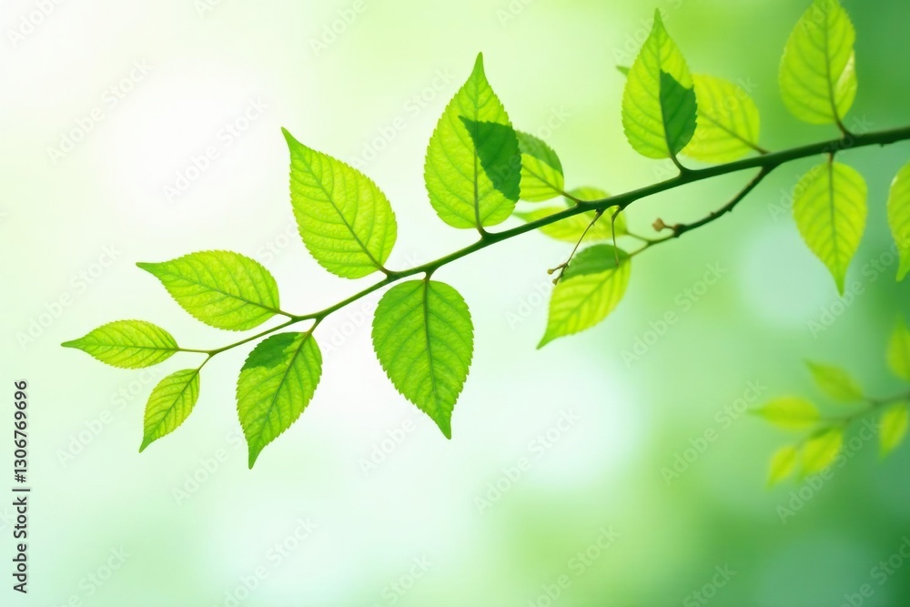 Obraz premium Leafy branches against a crisp white background, leaf, leaf, nature