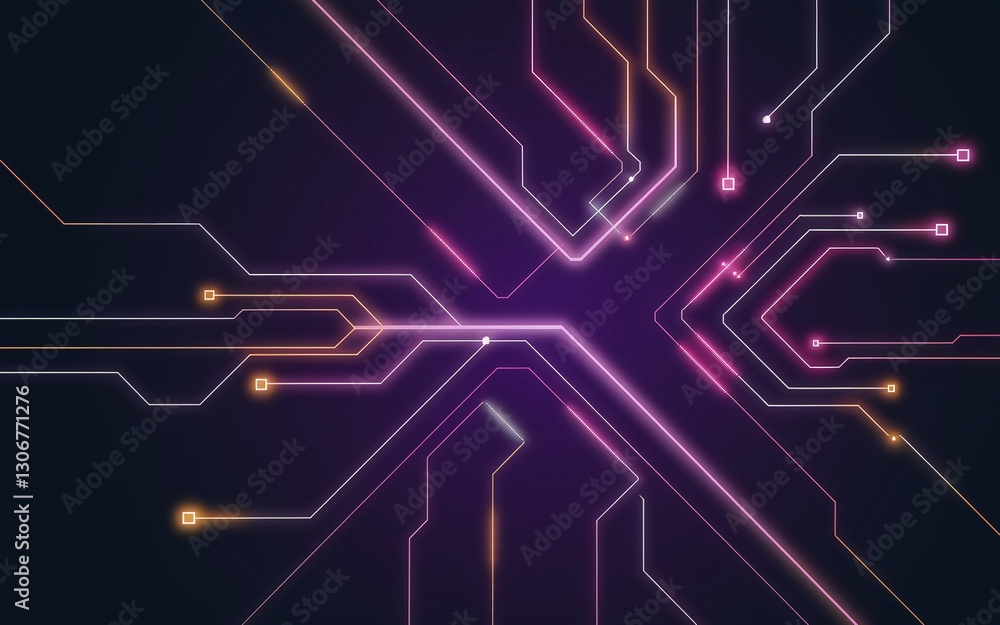 Obraz premium Neon Circuit Board Pattern