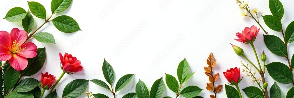 Foliage arrangement on a plain white background, plants, flora, leaves Foliage arrangement on a plain white background, plants, flora, leaves