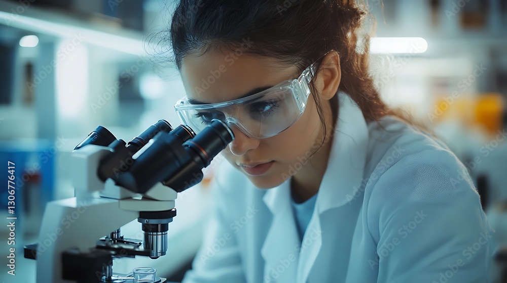 scientific researcher studying through microscope in sterile laboratory setup highlighting clinical testing innovation academic science and lab equipment scientific researcher studying through microscope in sterile laboratory setup highlighting clinical testing innovation academic science and lab equipment
