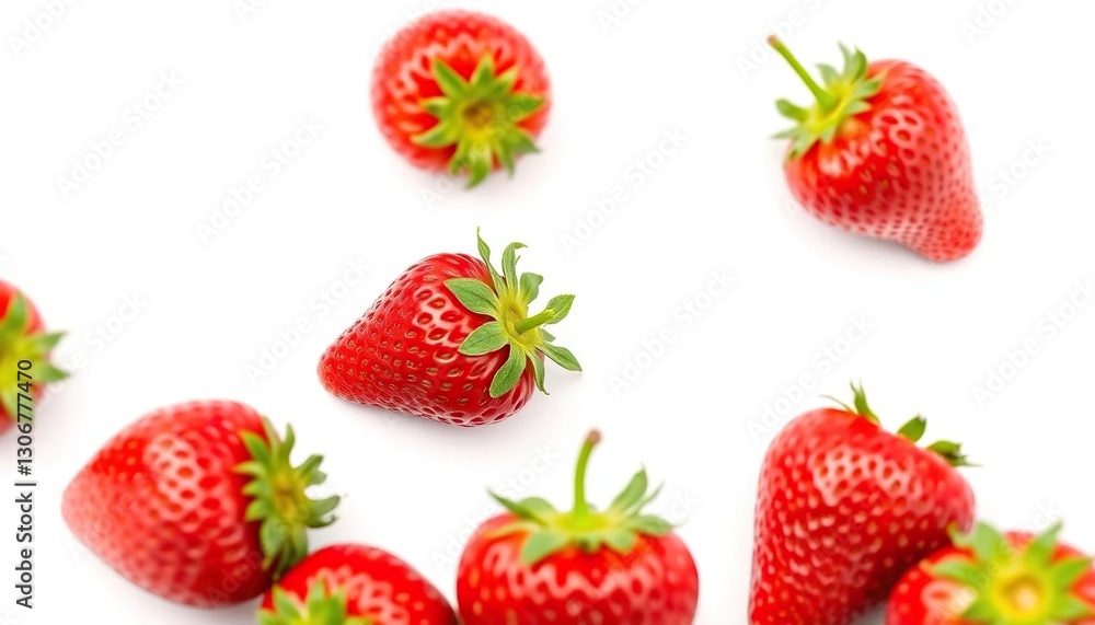 A single, ripe strawberry, perfectly isolated on a pure white background, image, ingredient A single, ripe strawberry, perfectly isolated on a pure white background, image, ingredient