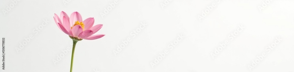 Naklejka premium A solitary flower against a stark white background with soft light, peaceful, calm