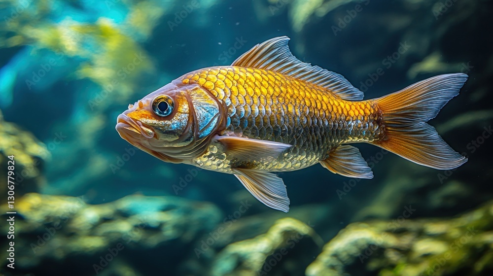 Fototapeta premium Golden fish swimming in aquarium (1)