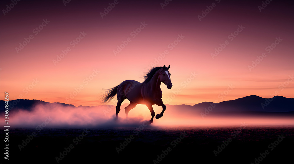 Dramatic Silhouette of a Galloping Horse at Sunset Dramatic Silhouette of a Galloping Horse at Sunset